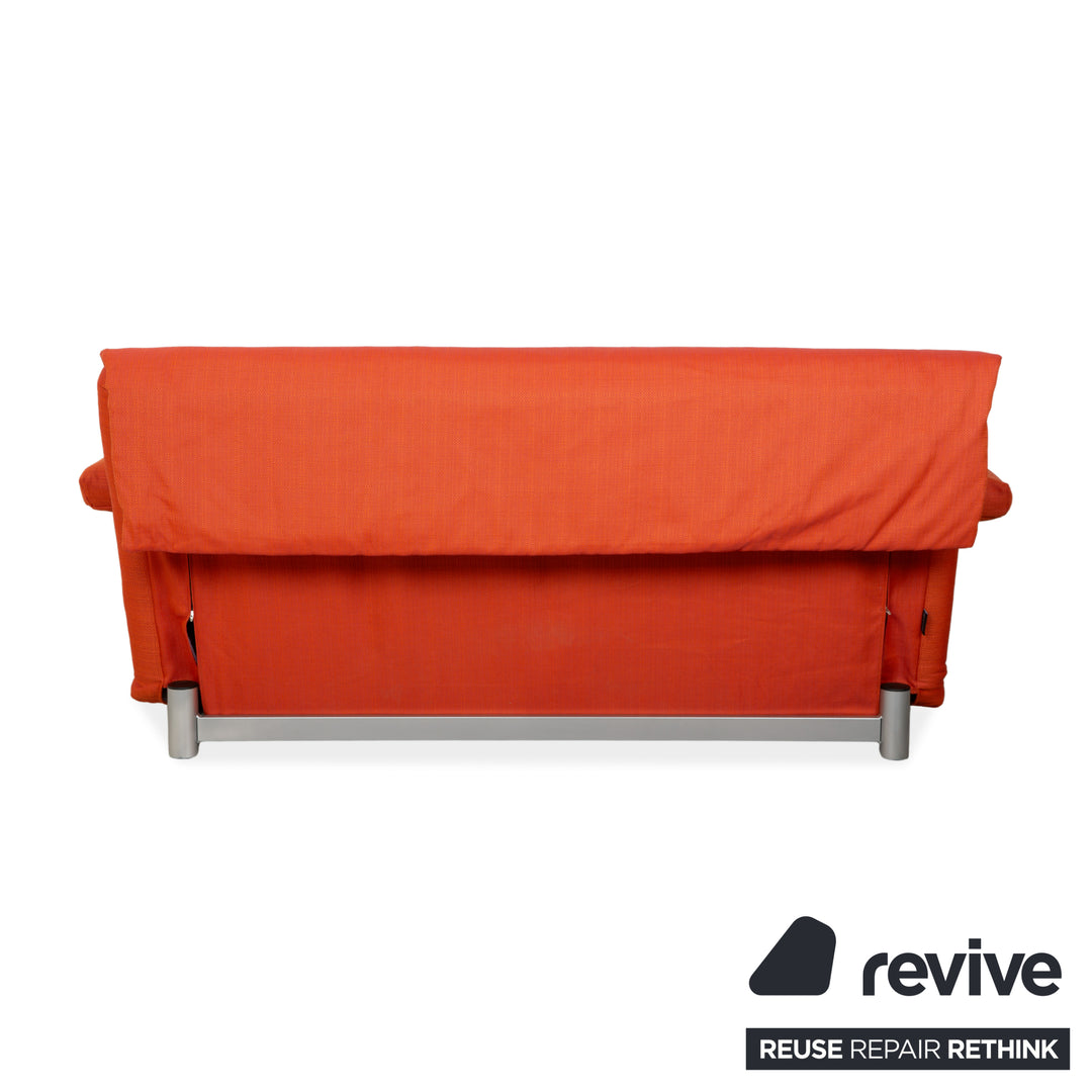 Ligne Roset Multy three-seater fabric orange reupholstered manual sleeper function sofa couch