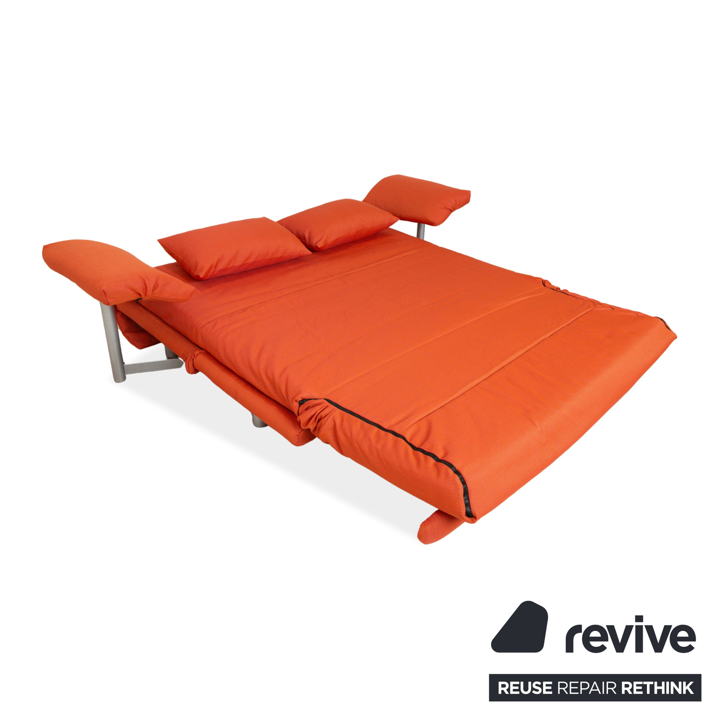 Ligne Roset Multy Dreisitzer Armlehnen Stoff Orange Siber manuelle Schlaffunktion Schlafsofa Couch Neubezug