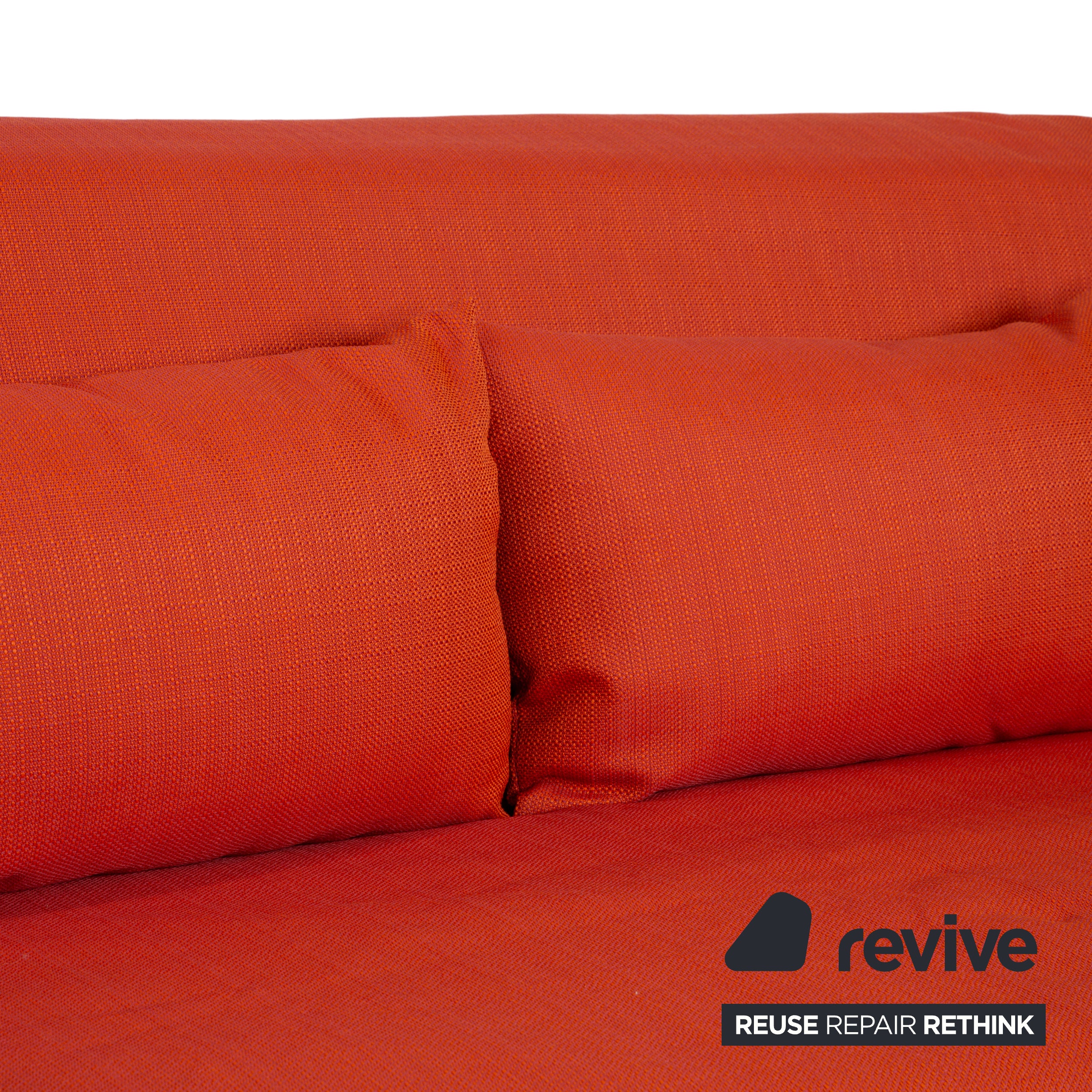 Ligne Roset Multy three-seater fabric orange reupholstered manual sleeper function sofa couch