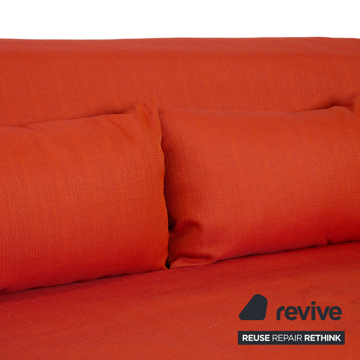 Ligne Roset Multy Dreisitzer Armlehnen Stoff Orange Siber manuelle Schlaffunktion Schlafsofa Couch Neubezug