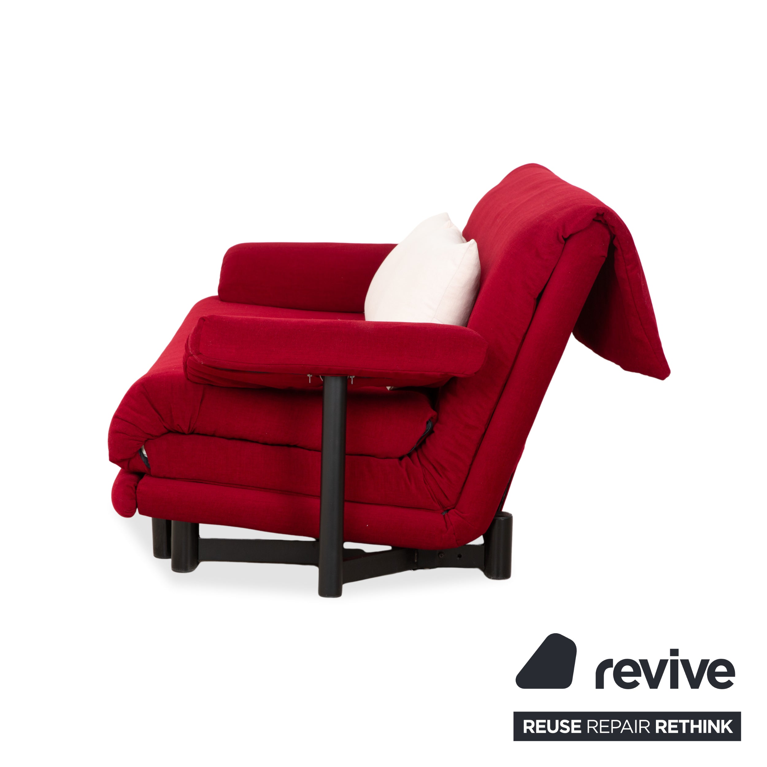 Ligne Roset Multy Dreisitzer Stoff Rot Beige Gestell Schwarz inkl. Armlehnen Neubezug manuelle Schlaffunktion Sofa Couch
