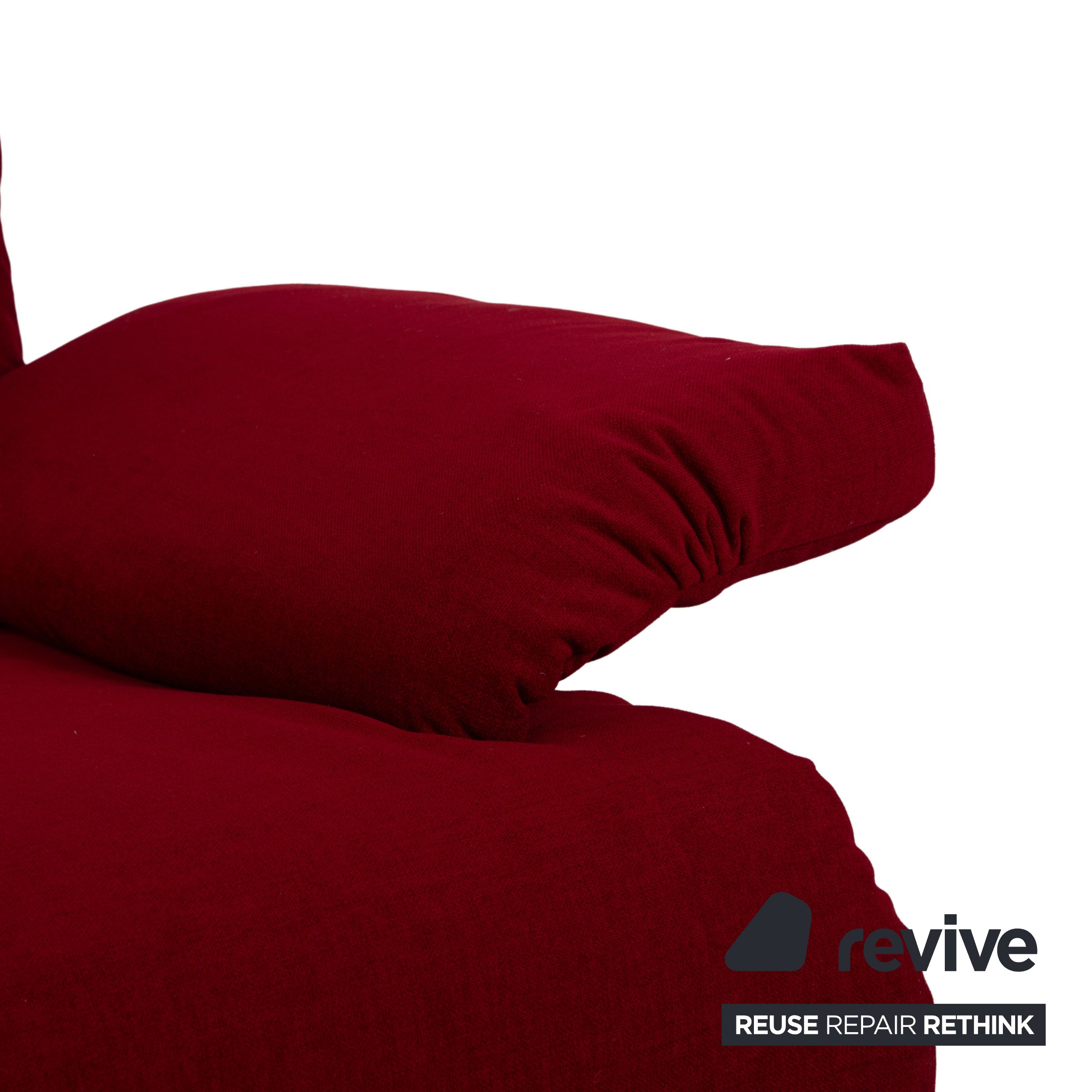 Ligne Roset Multy Dreisitzer Stoff Rot Beige Gestell Schwarz inkl. Armlehnen Neubezug manuelle Schlaffunktion Sofa Couch