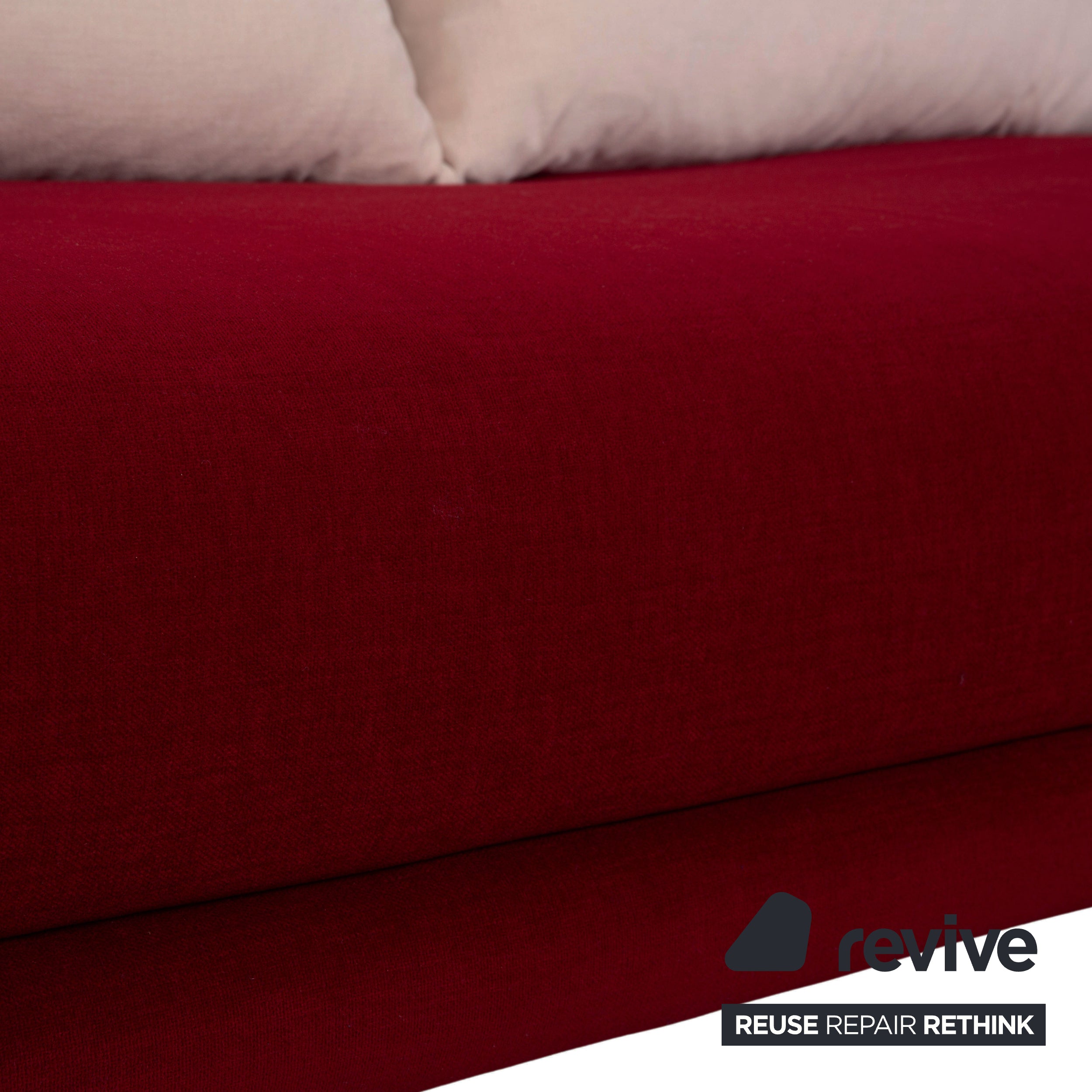 Ligne Roset Multy Dreisitzer Stoff Rot Beige Gestell Schwarz inkl. Armlehnen Neubezug manuelle Schlaffunktion Sofa Couch