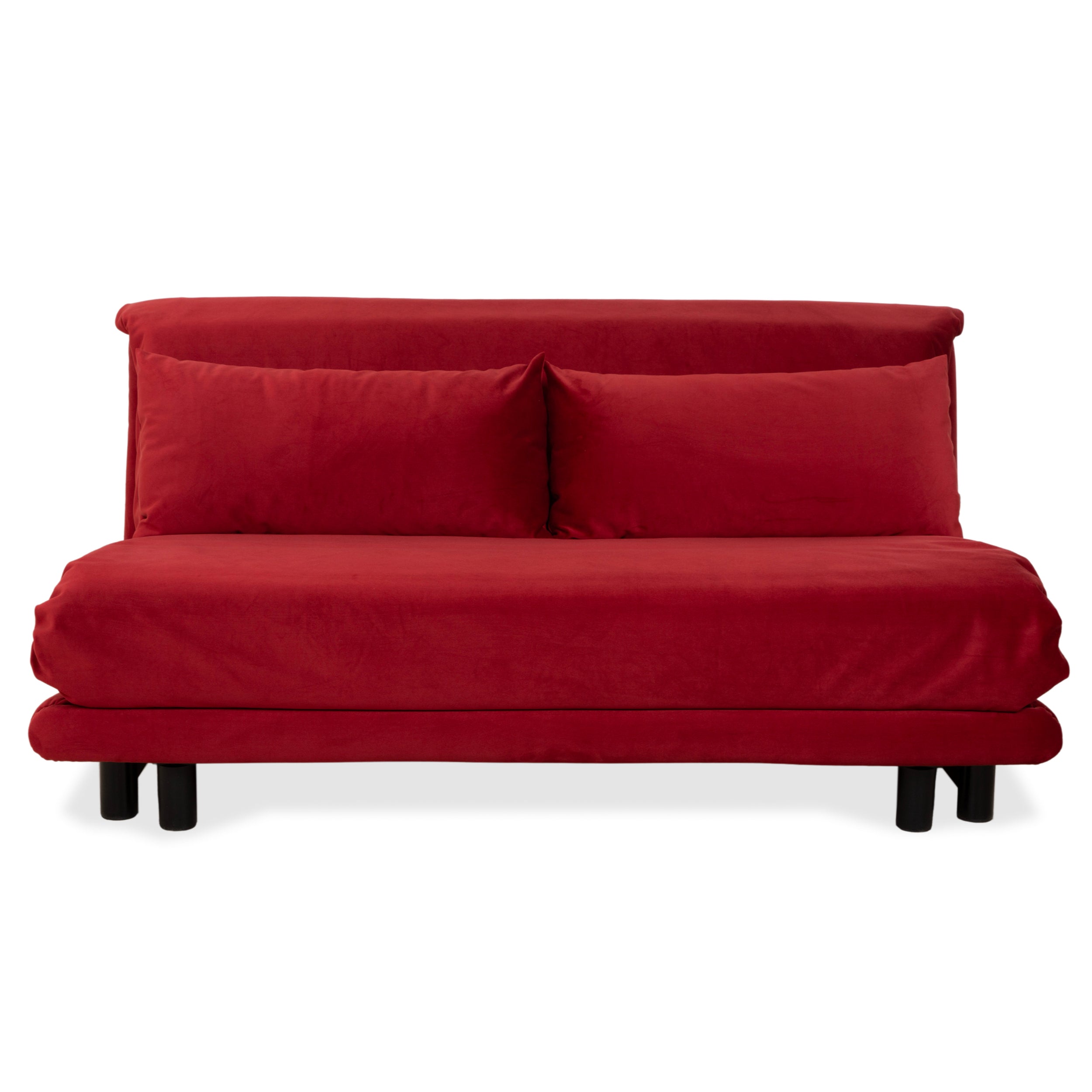Ligne Roset Multy Dreisitzer Stoff Rot Gestell Schwarz manuelle Schlaffunktion Neubezug