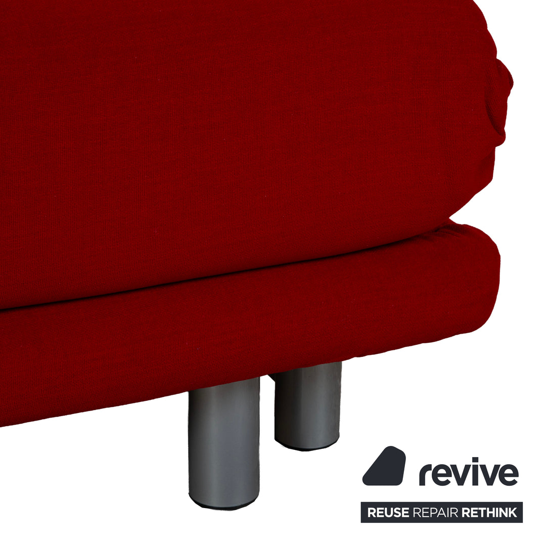 Ligne Roset Multy Dreisitzer Stoff Rot Gestell Silber manuelle Schlaffunktion Schlafsofa Couch Neubezug