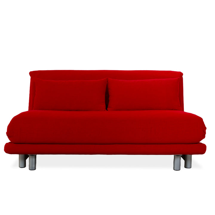 Ligne Roset Multy Dreisitzer Stoff Rot Gestell Silber manuelle Schlaffunktion Schlafsofa Couch Neubezug