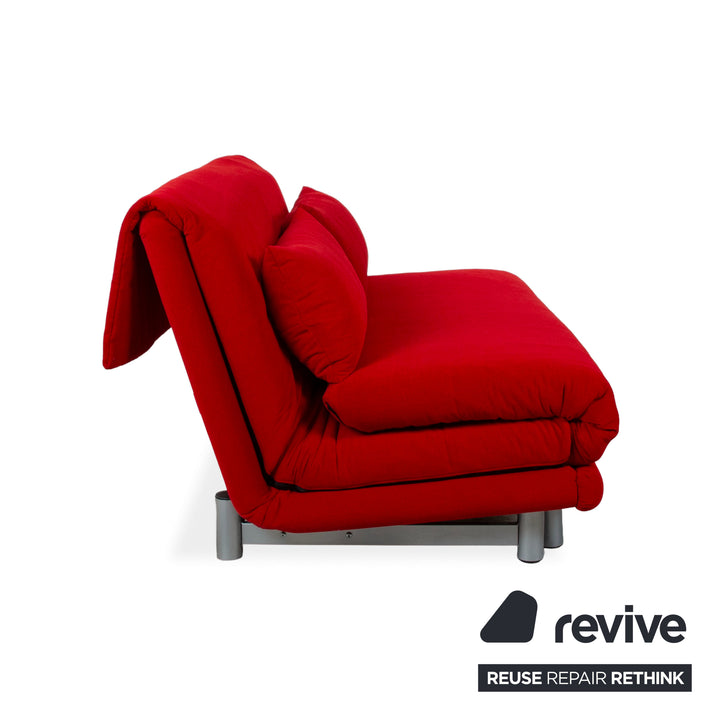 Ligne Roset Multy 3-personers stof rød stel sølv manuel sovefunktion sovesofa sofa nypolstret