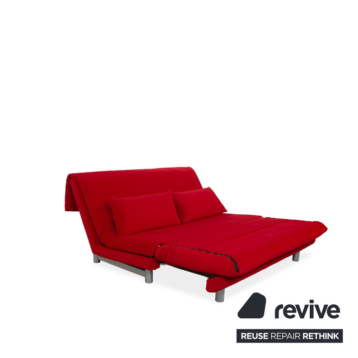 Ligne Roset Multy Dreisitzer Stoff Rot Gestell Silber manuelle Schlaffunktion Schlafsofa Couch Neubezug