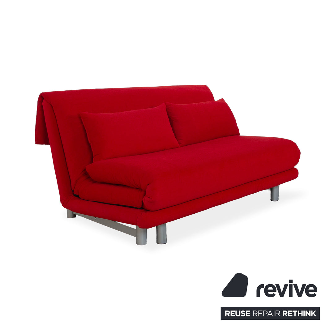 Ligne Roset Multy Dreisitzer Stoff Rot Gestell Silber manuelle Schlaffunktion Schlafsofa Couch Neubezug