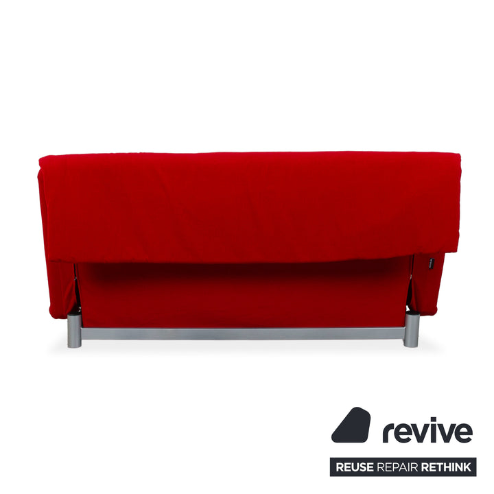 Ligne Roset Multy Dreisitzer Stoff Rot Gestell Silber manuelle Schlaffunktion Schlafsofa Couch Neubezug