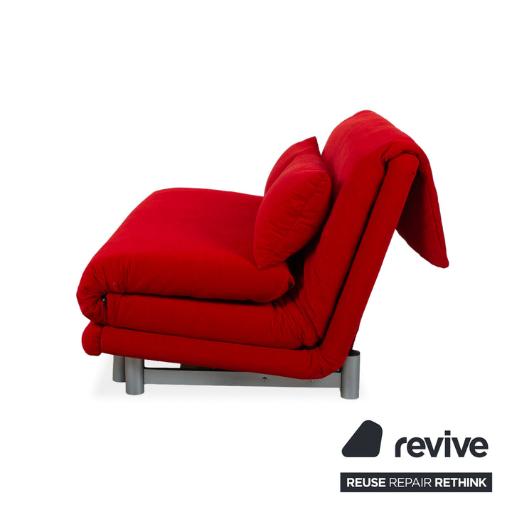 Ligne Roset Multy Dreisitzer Stoff Rot Gestell Silber manuelle Schlaffunktion Schlafsofa Couch Neubezug