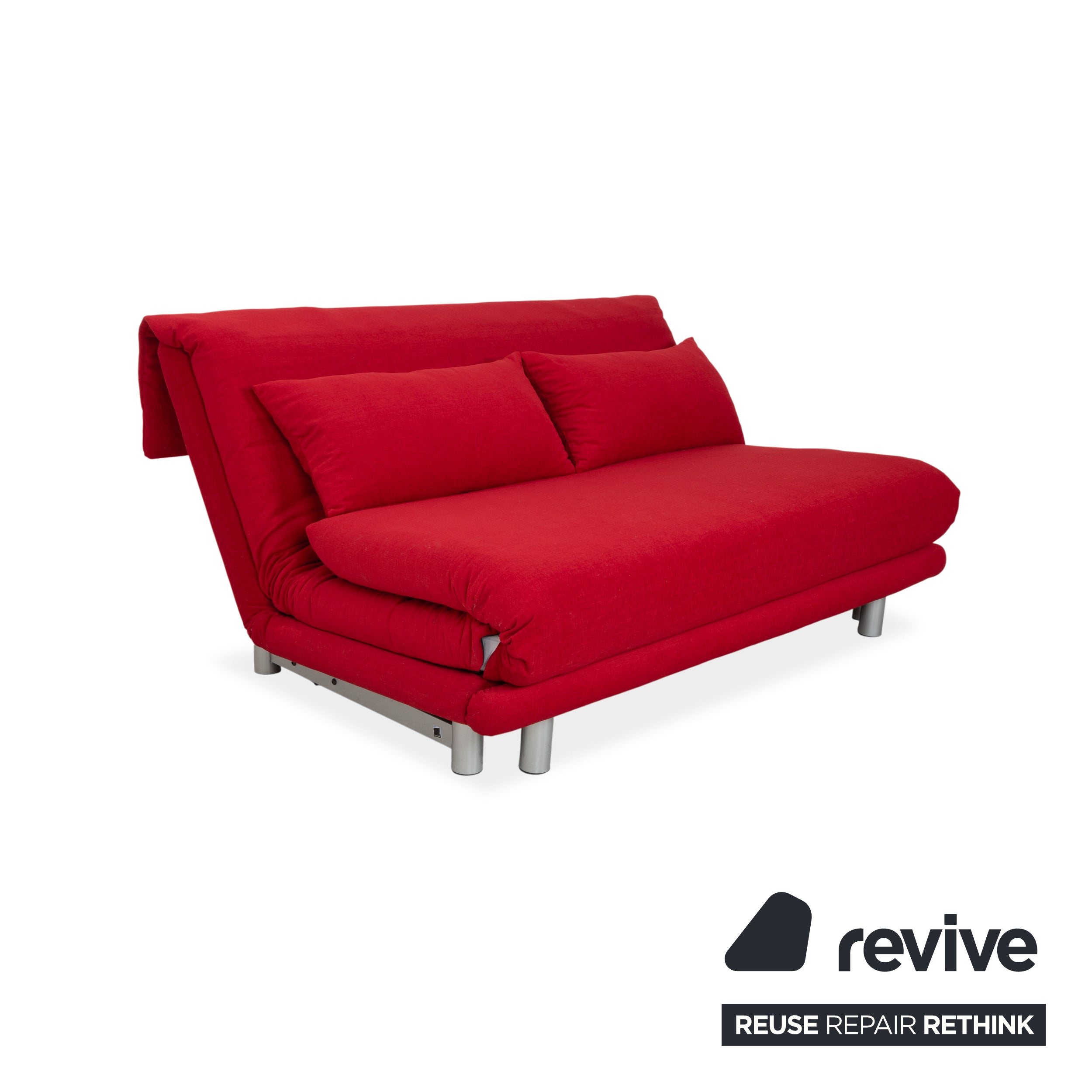 Ligne Roset Multy three-seater fabric red manual sleeper function sofa couch reupholstery