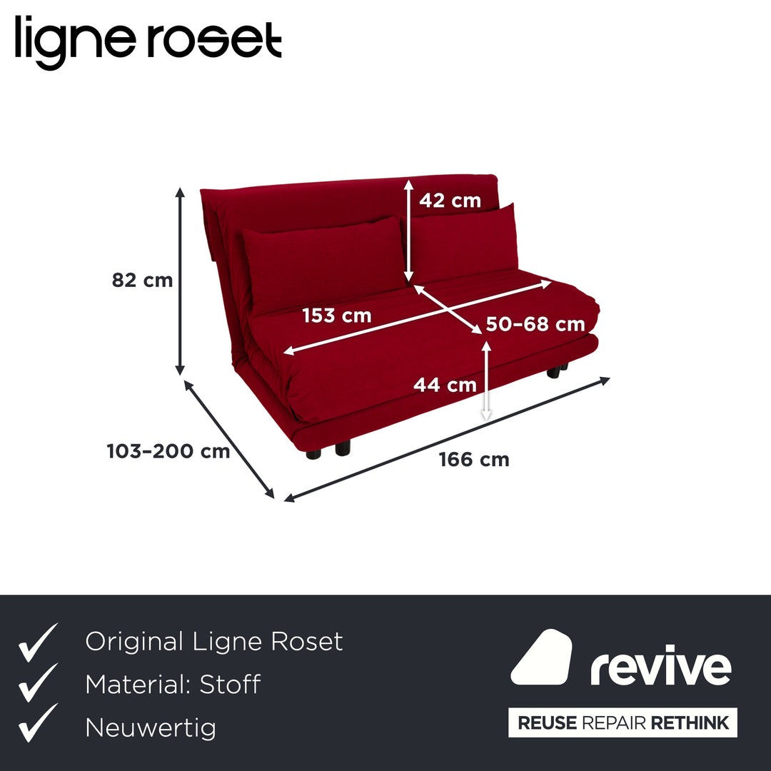 Ligne Roset Multy Dreisitzer Stoff Rot Schwarz manuelle Schlaffunktion Schlafsofa Couch Neubezug