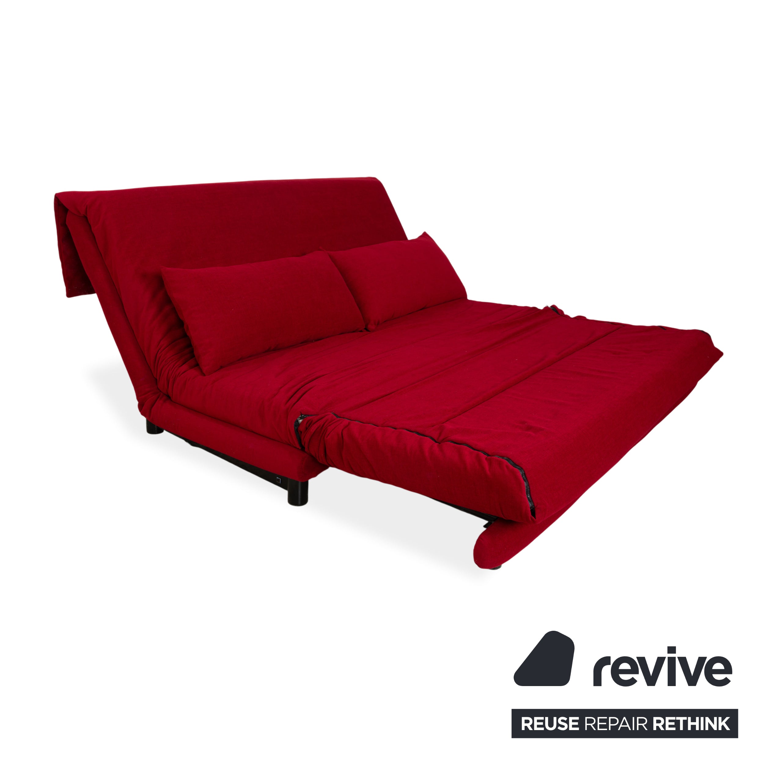 Ligne Roset Multy Three-seater Fabric Red Black Manual Sleeping Function Sofa Bed Couch New Upholstery
