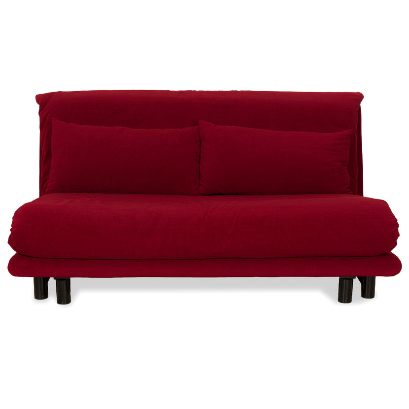Ligne Roset Multy Dreisitzer Stoff Rot Weinrot Schwarz manuelle Schlaffunktion Schlafsofa Couch Neubezug