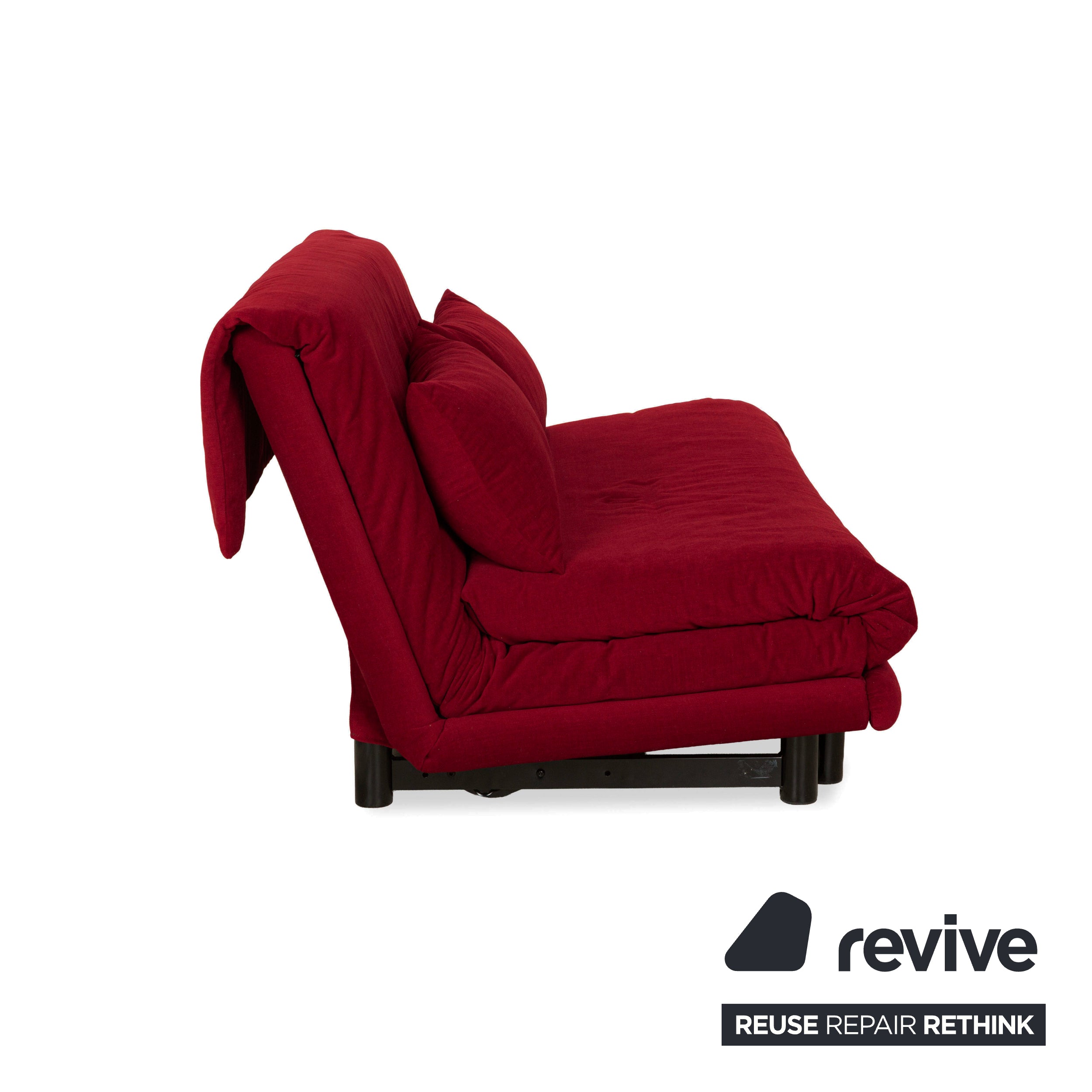 Ligne Roset Multy Dreisitzer Stoff Rot Weinrot Schwarz manuelle Schlaffunktion Schlafsofa Couch Neubezug