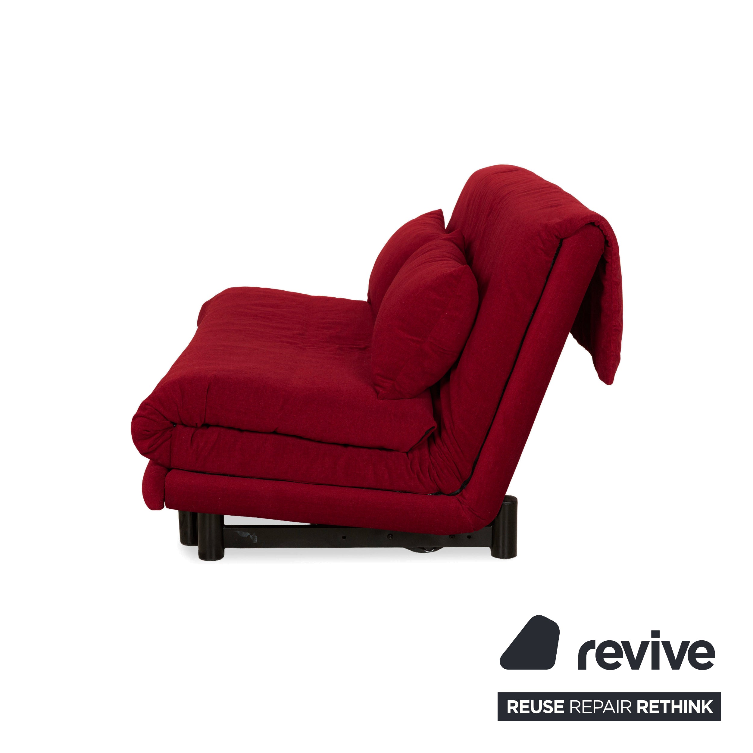 Ligne Roset Multy Dreisitzer Stoff Rot Weinrot Schwarz manuelle Schlaffunktion Schlafsofa Couch Neubezug