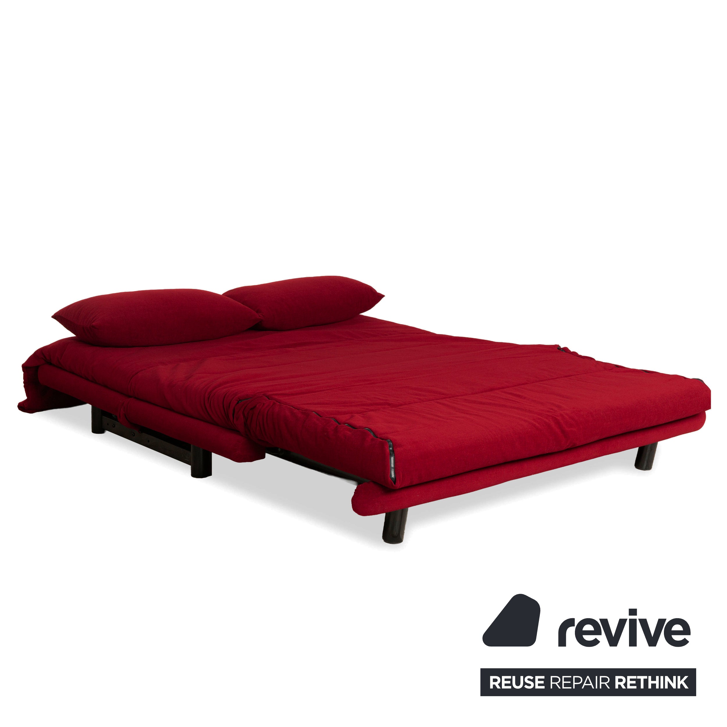 Ligne Roset Multy Dreisitzer Stoff Rot Weinrot Schwarz manuelle Schlaffunktion Schlafsofa Couch Neubezug
