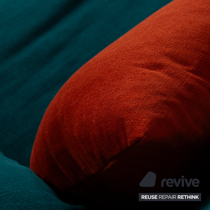 Canapé-lit Ligne Roset Multy trois places bleu turquoise pétrole avec accoudoirs, housse neuve