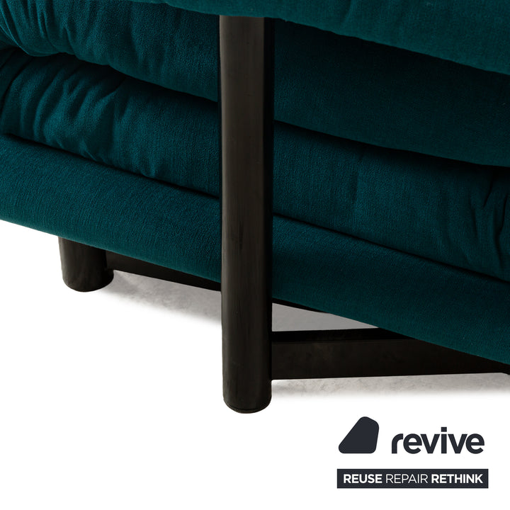 Canapé-lit Ligne Roset Multy trois places bleu turquoise pétrole avec accoudoirs, housse neuve