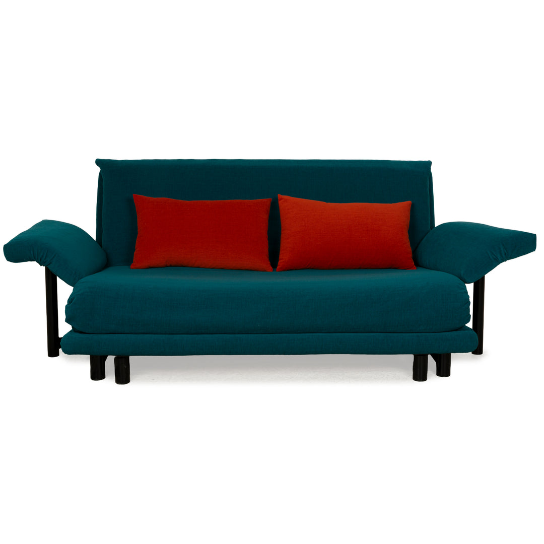Canapé-lit Ligne Roset Multy trois places bleu turquoise pétrole avec accoudoirs, housse neuve