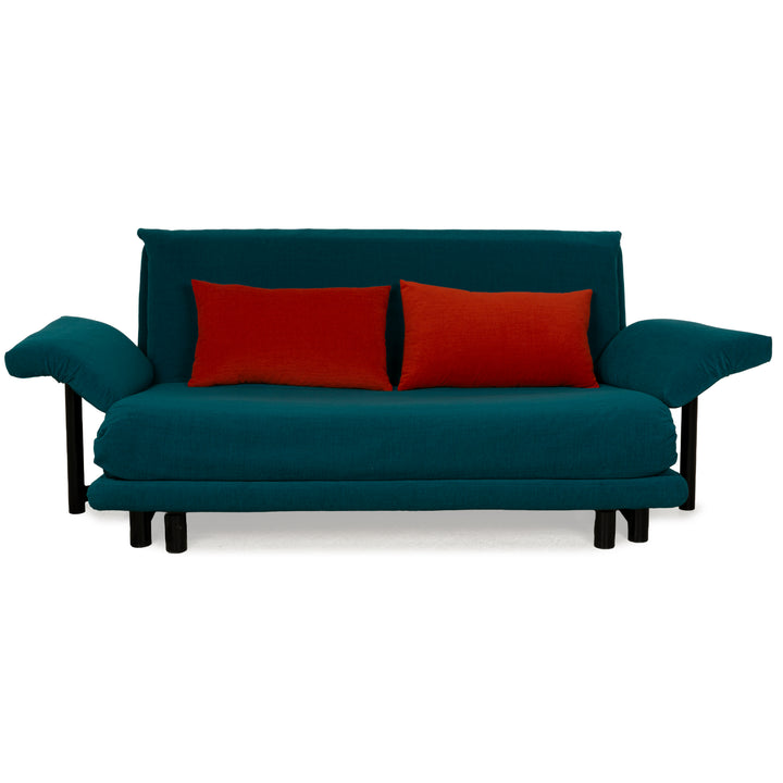 Canapé-lit Ligne Roset Multy trois places bleu turquoise pétrole avec accoudoirs, housse neuve