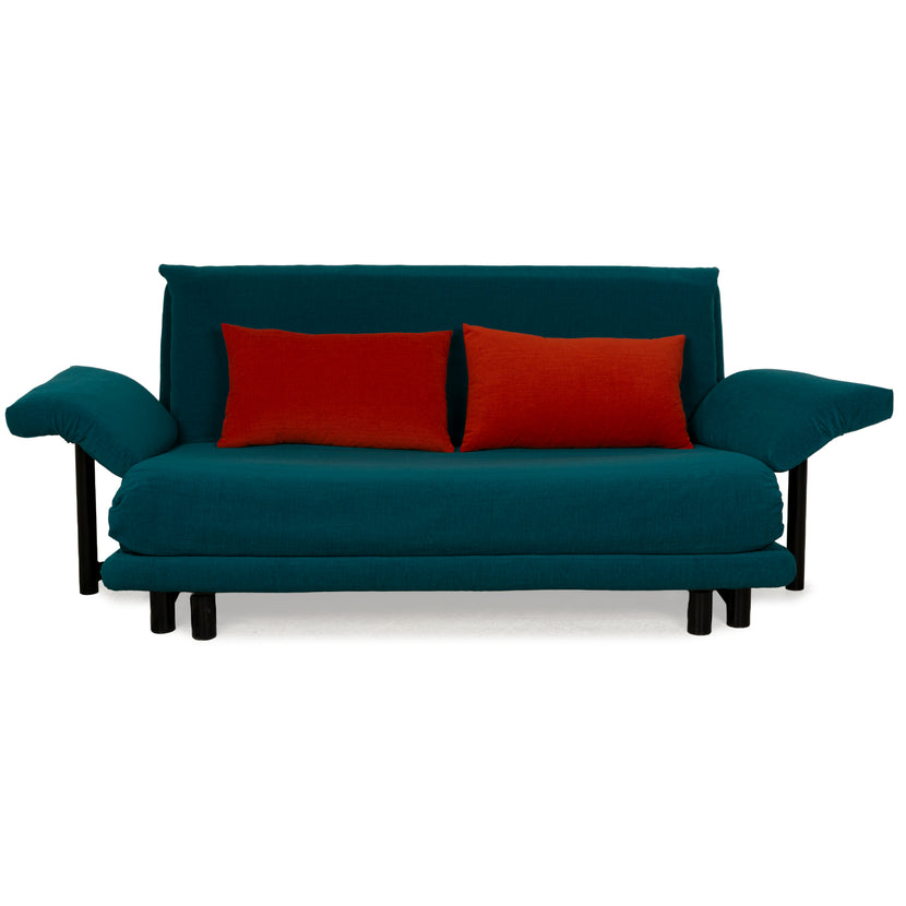 Canapé-lit Ligne Roset Multy trois places bleu turquoise pétrole avec accoudoirs, housse neuve
