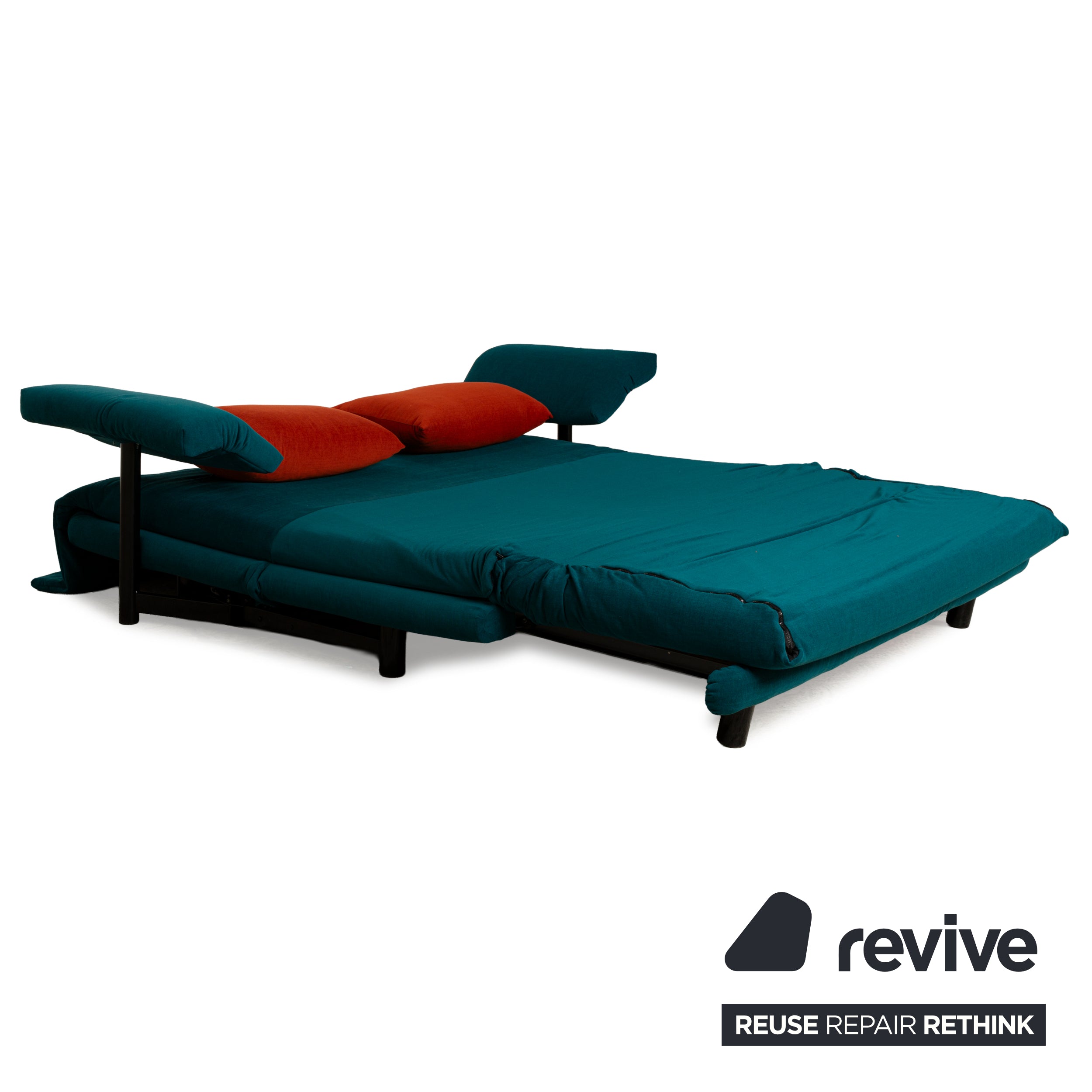 Canapé-lit Ligne Roset Multy trois places bleu turquoise pétrole avec accoudoirs, housse neuve