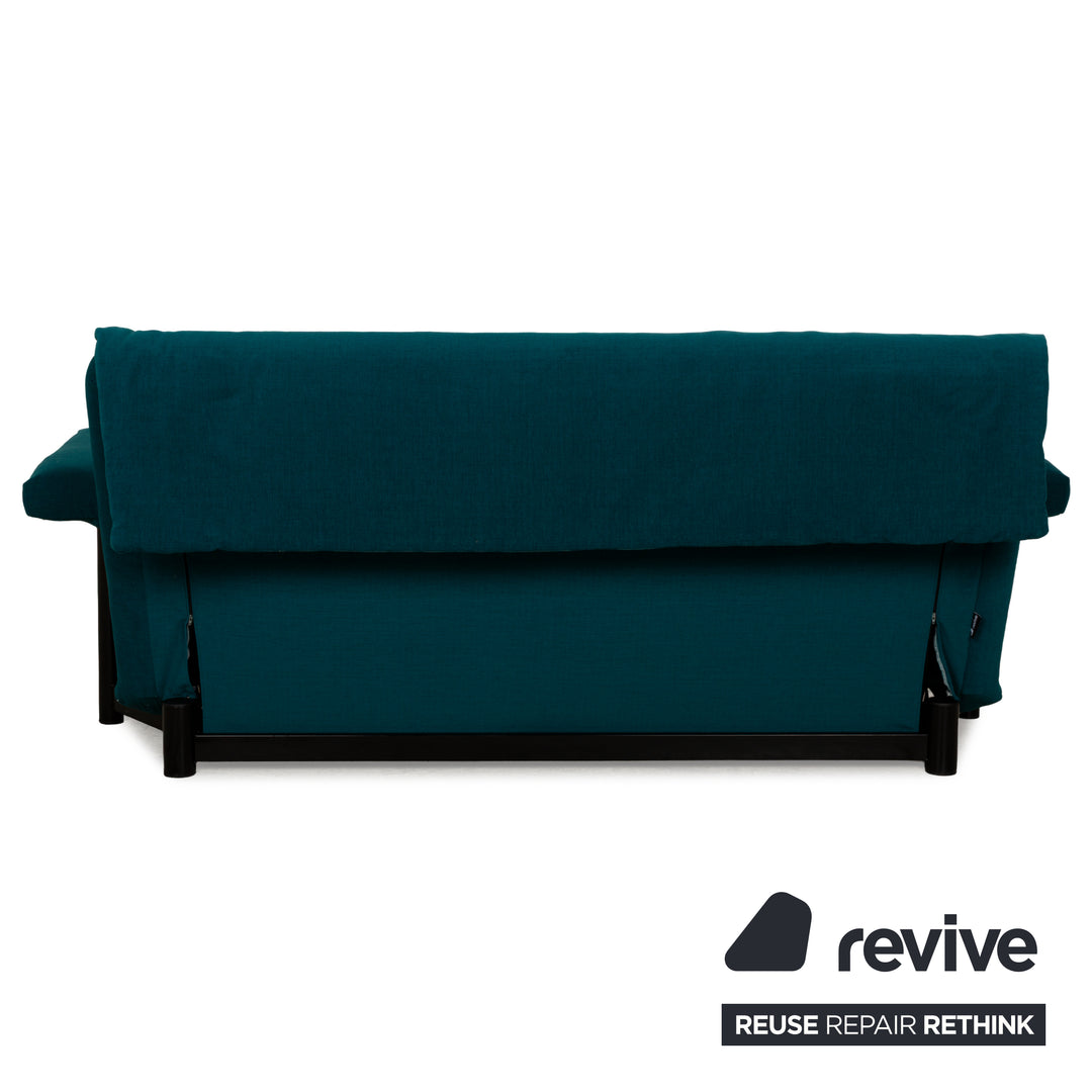 Ligne Roset Multy driezitsbank turkoois blauw petrol incl. armleuningen slaapbank bank bankstel opnieuw bekleed