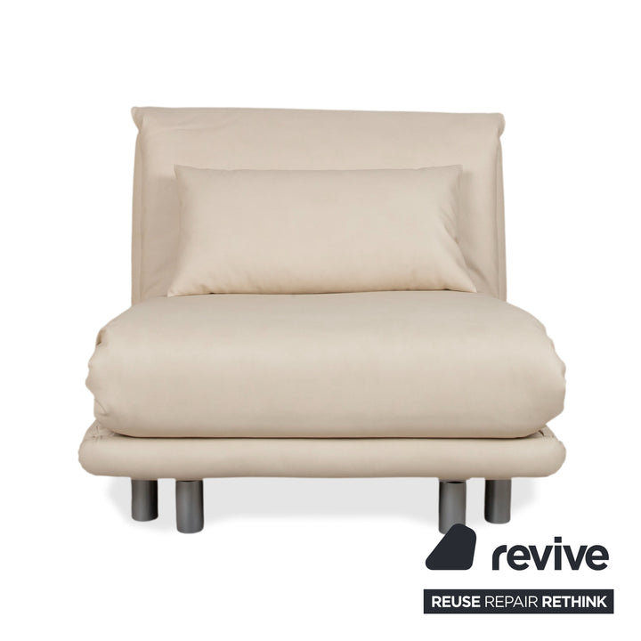 Ligne Roset Multy Sessel Creme Beige Neubezug veganes Leder GAVIN 100 manuelle Funktion Schlaffunktion