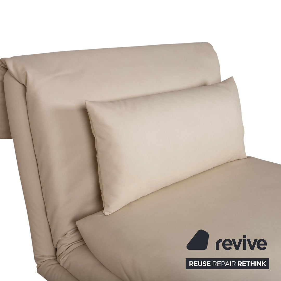 Ligne Roset Multy Sessel Creme Beige Weiß Neubezug veganes Leder manuelle Funktion Schlaffunktion