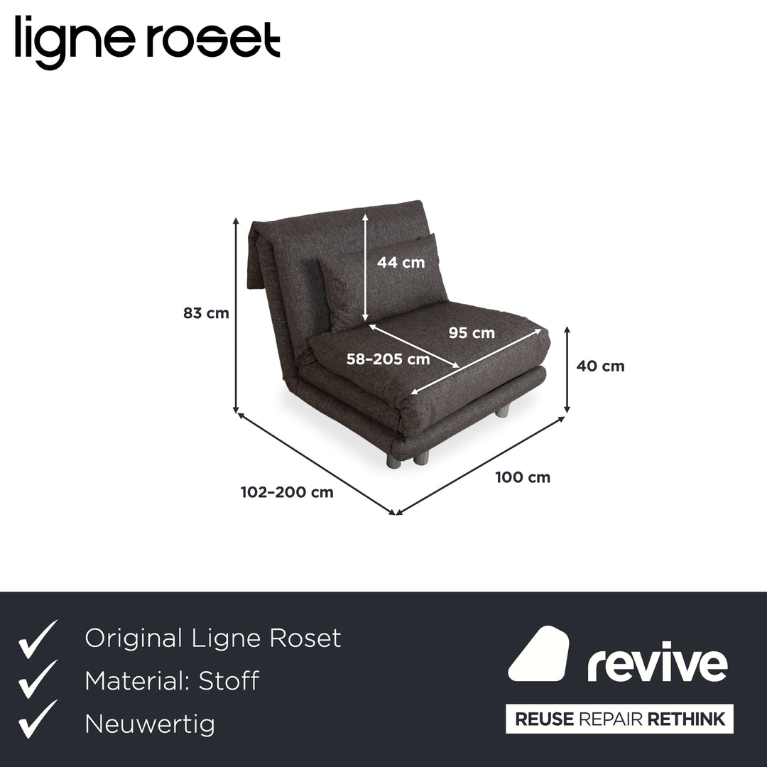 Ligne Roset Multy Sessel Stoff Grau Neubezug ALESSIO 131 manuelle Funktion