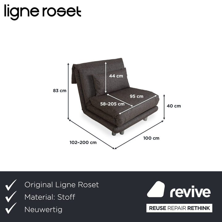Ligne Roset Multy Sessel Stoff Grau Neubezug ALESSIO 131 manuelle Funktion