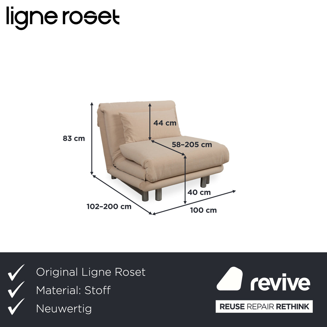 Ligne Roset Multy Sessel Stoff Beige Schlaffunktion manuelle Funktion Neubezug VENTO 5110