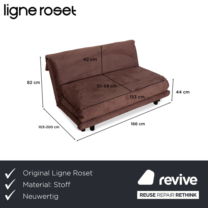 Canapé-lit 3 places Ligne Roset en tissu multicolore beige marron, housse neuve