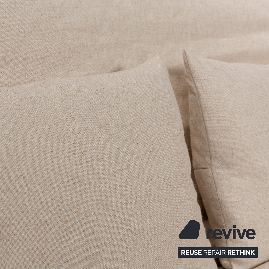 Canapé-lit 3 places Ligne Roset Multy en tissu beige à fonction manuelle avec accoudoirs