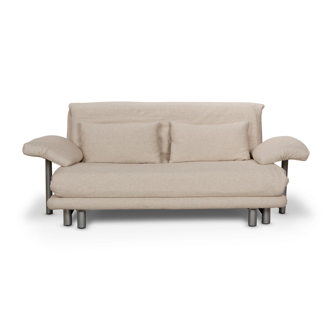 Canapé-lit 3 places Ligne Roset Multy en tissu beige à fonction manuelle avec accoudoirs