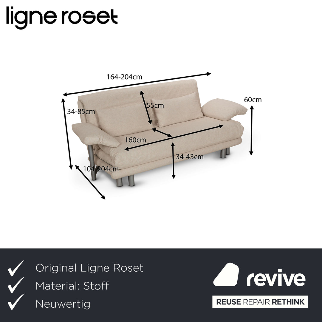 Canapé-lit 3 places Ligne Roset Multy en tissu beige à fonction manuelle avec accoudoirs