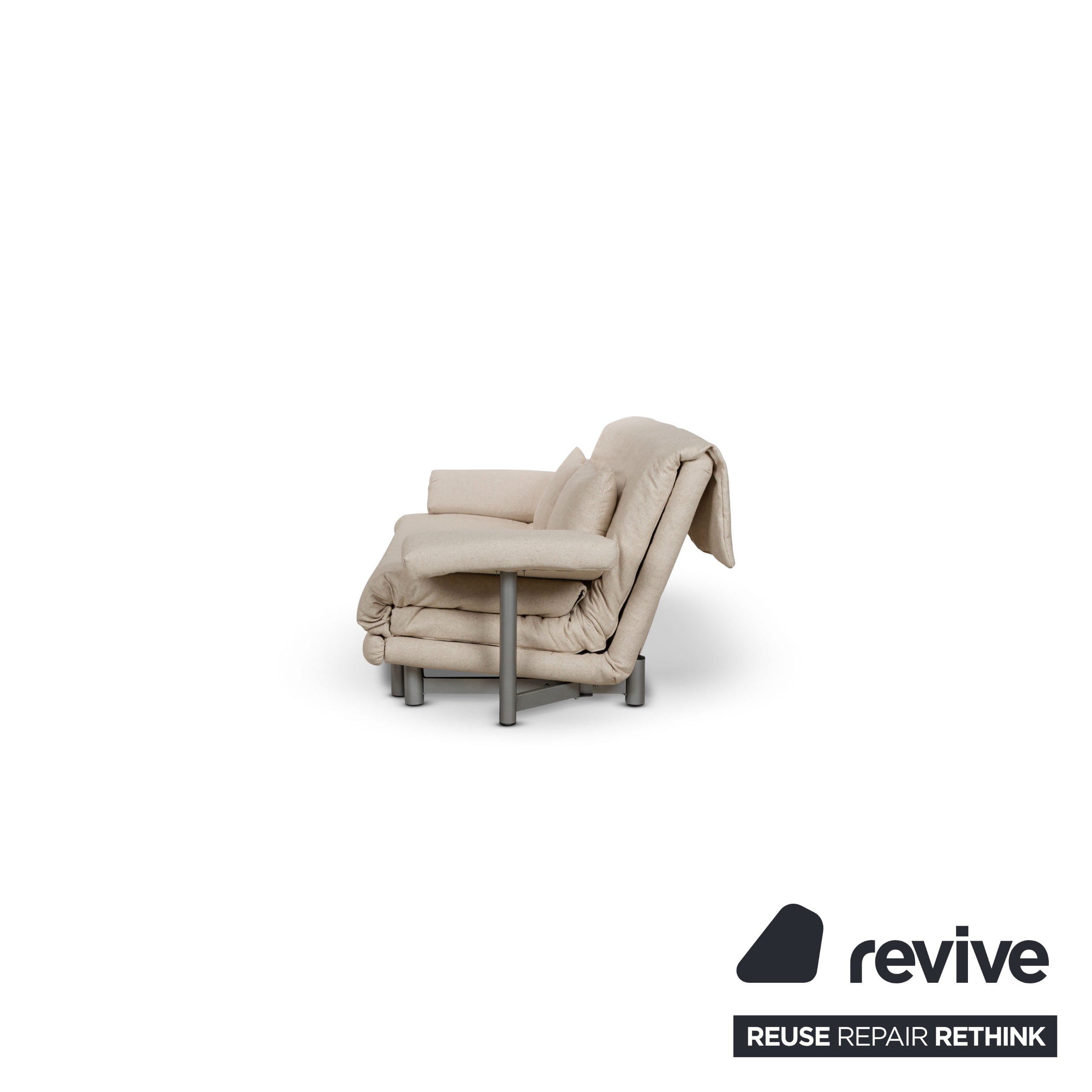 Canapé-lit 3 places Ligne Roset Multy en tissu beige à fonction manuelle avec accoudoirs