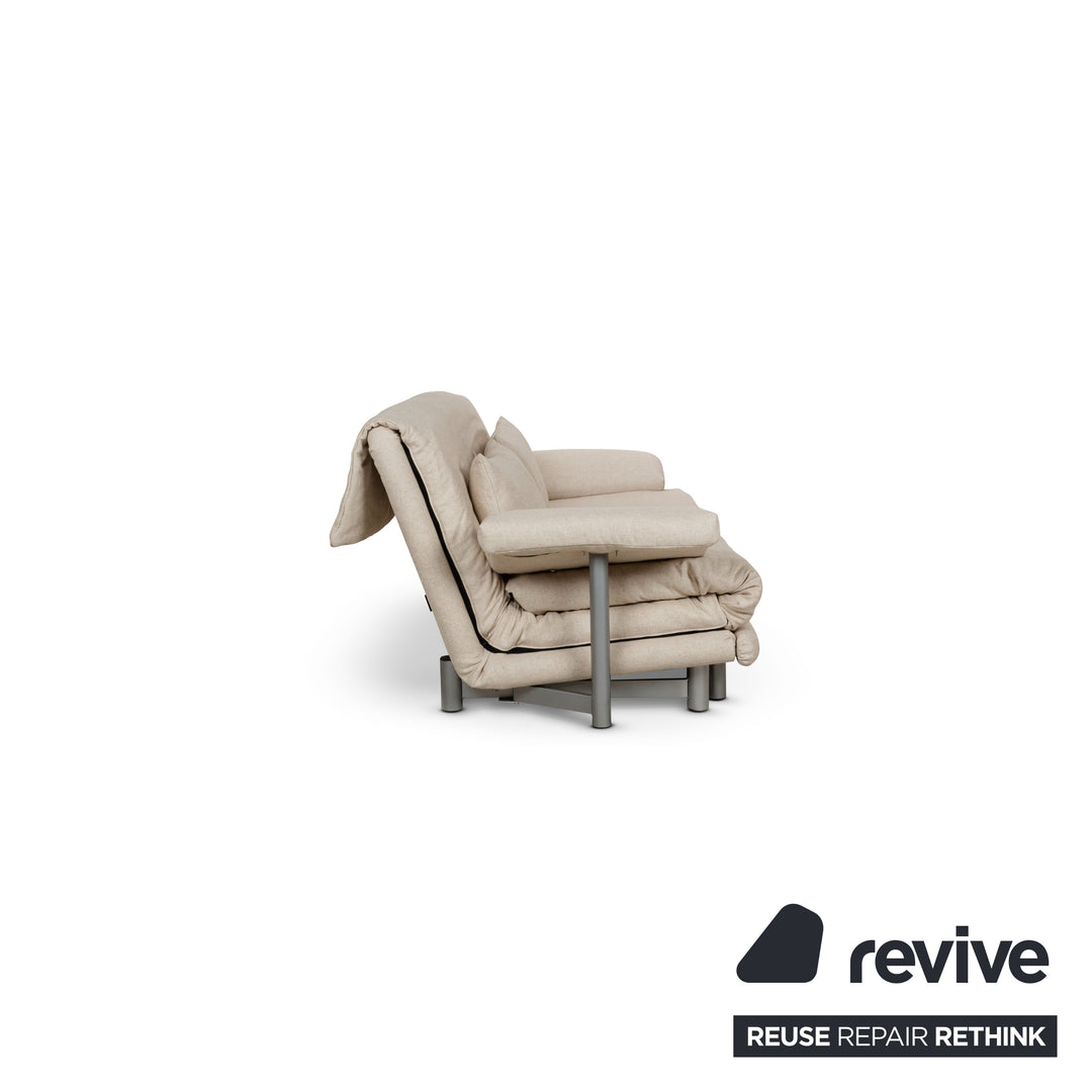 Canapé-lit 3 places Ligne Roset Multy en tissu beige à fonction manuelle avec accoudoirs