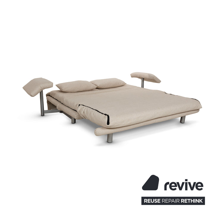 Canapé-lit 3 places Ligne Roset Multy en tissu beige à fonction manuelle avec accoudoirs
