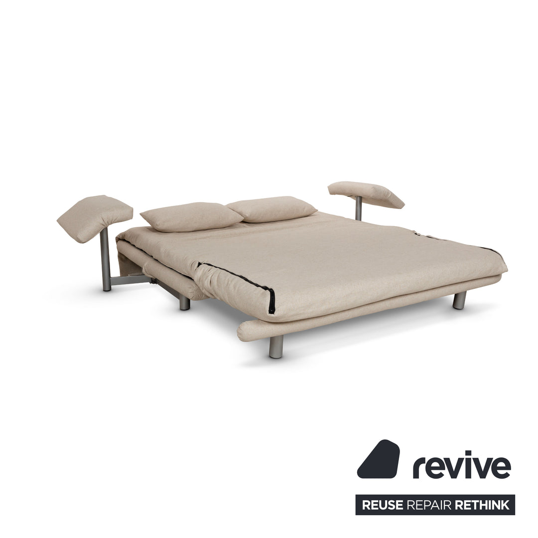 Canapé-lit 3 places Ligne Roset Multy en tissu beige à fonction manuelle avec accoudoirs