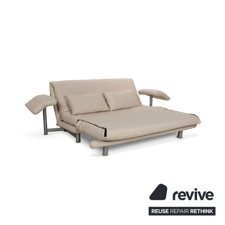 Canapé-lit 3 places Ligne Roset Multy en tissu beige à fonction manuelle avec accoudoirs