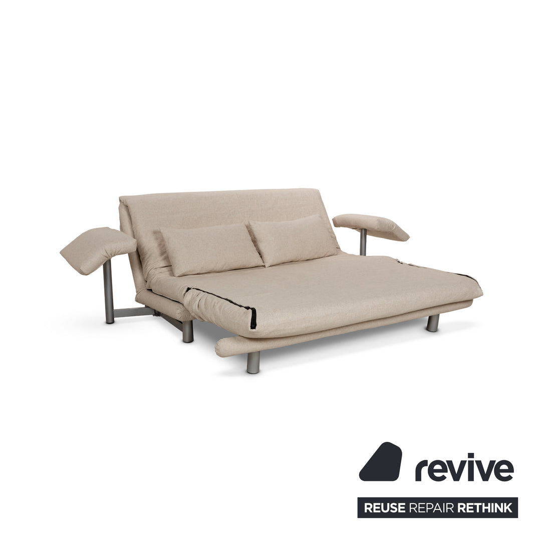 Canapé-lit 3 places Ligne Roset Multy en tissu beige à fonction manuelle avec accoudoirs