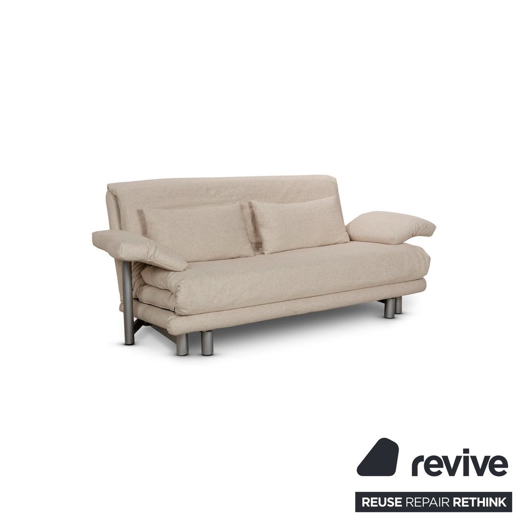 Canapé-lit 3 places Ligne Roset Multy en tissu beige à fonction manuelle avec accoudoirs