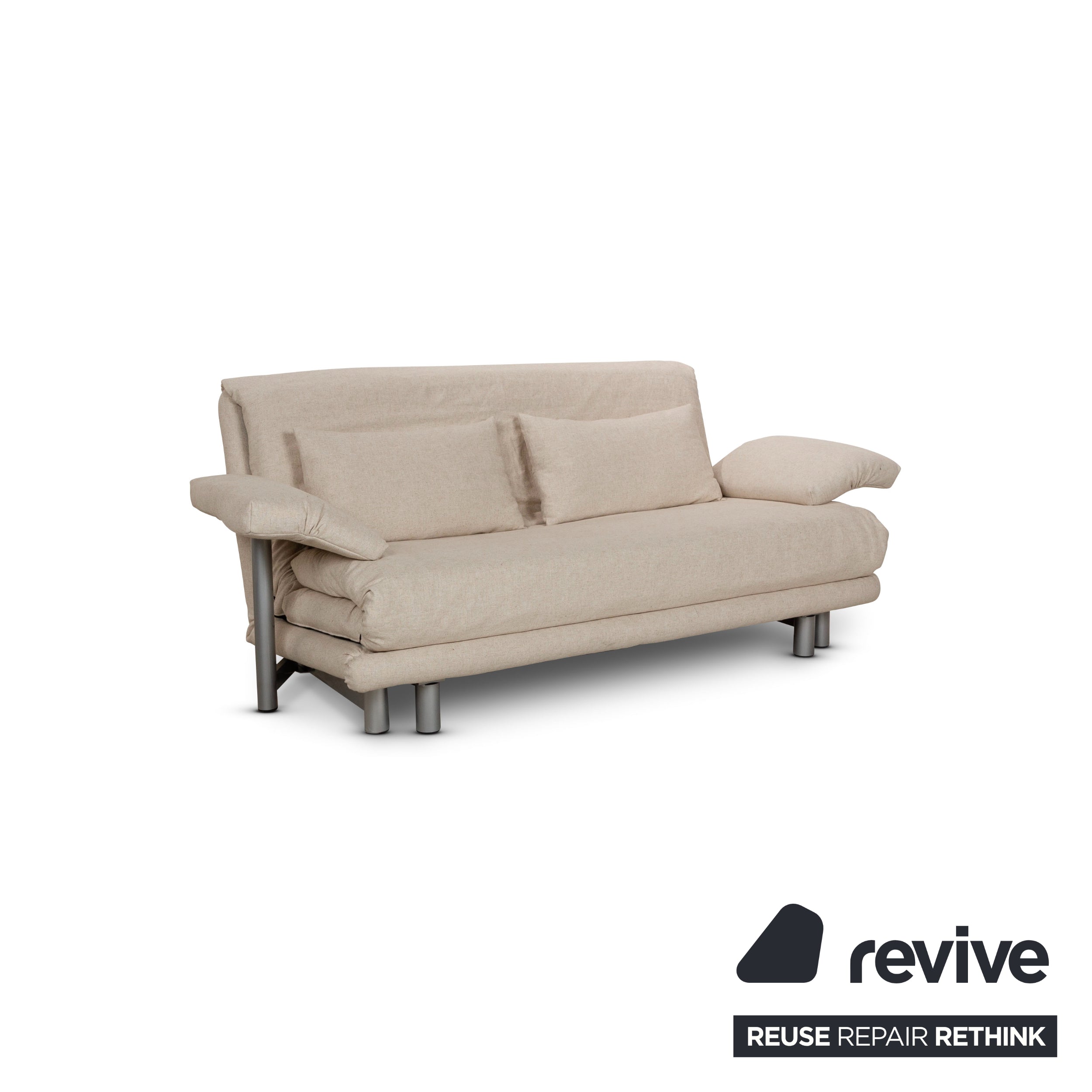 Ligne Roset Multy fabric three-seater beige manual function sofa bed couch incl. armrests