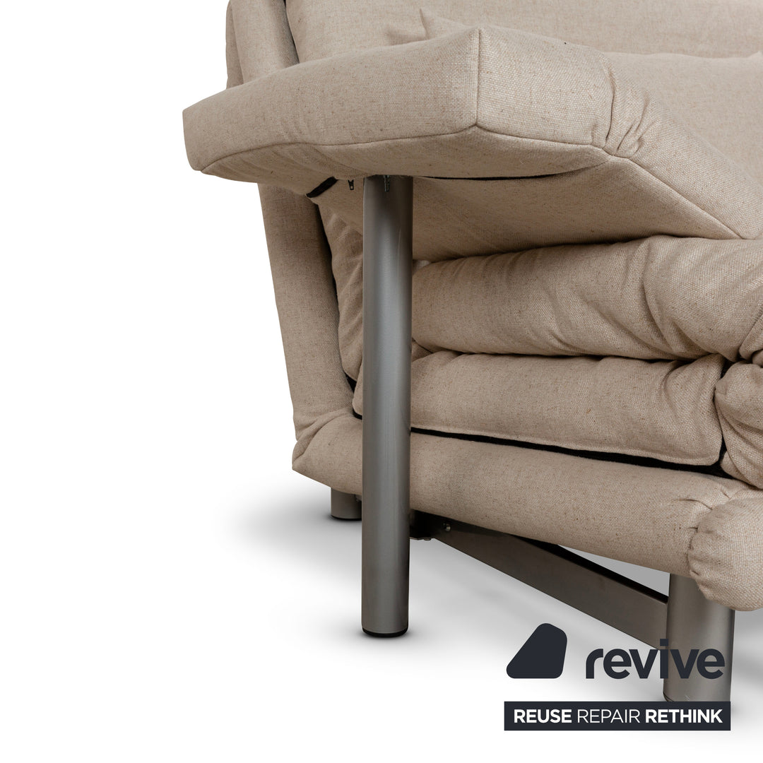 Canapé-lit 3 places Ligne Roset Multy en tissu beige à fonction manuelle avec accoudoirs