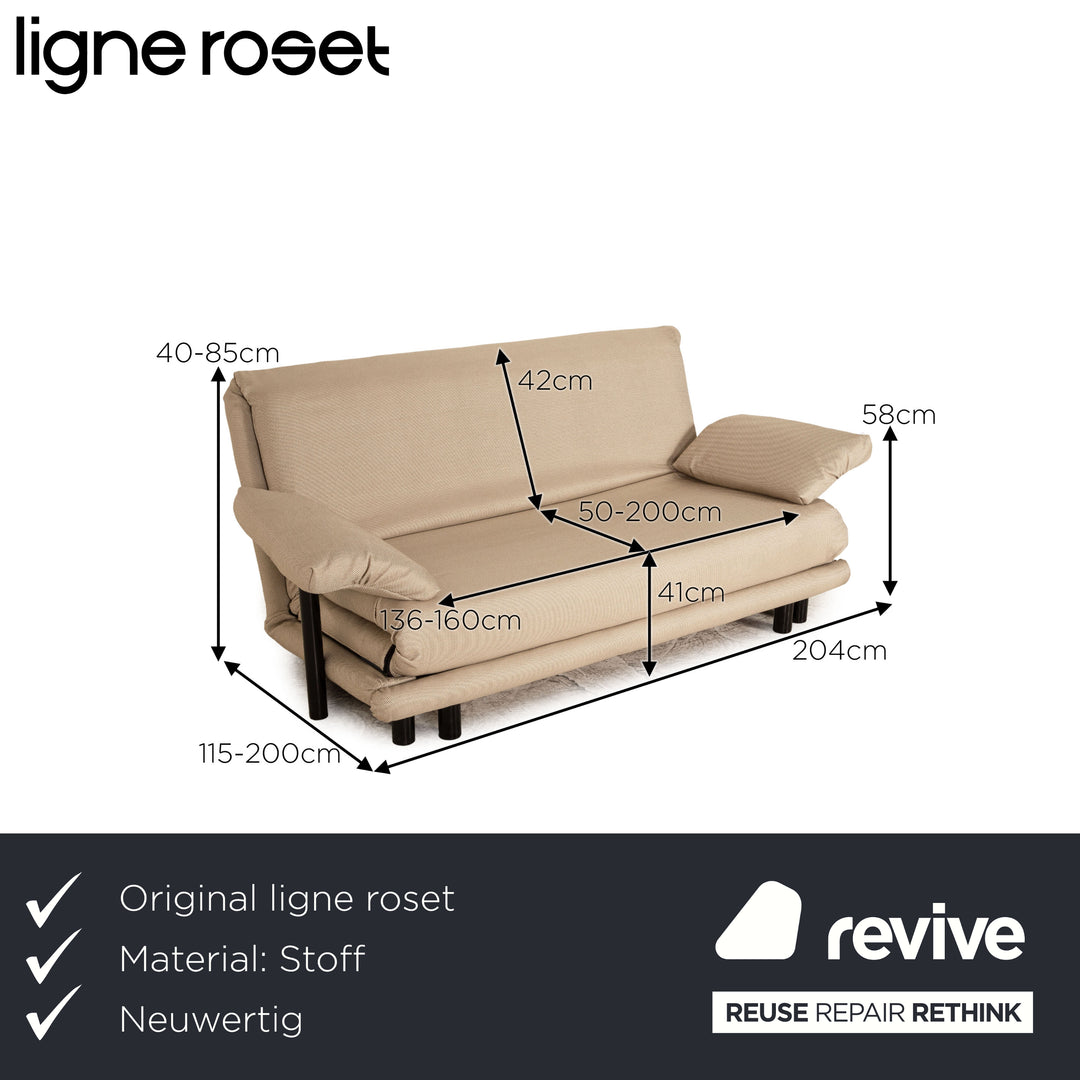 Ligne Roset Multy Fabric 3 Seater Beige Sofa Couch Sofa Bed Reupholstered