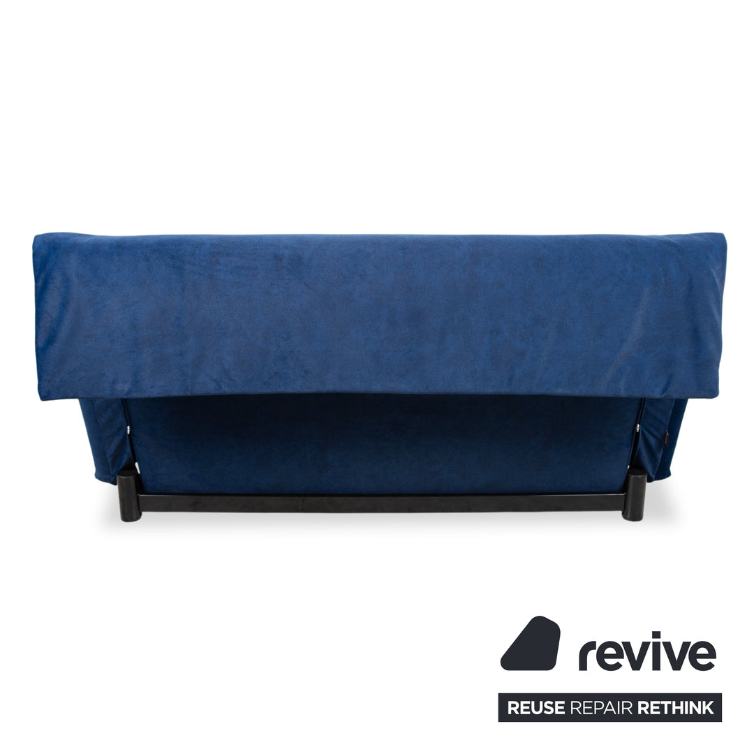 Ligne Roset Multy fabric three-seater blue dark blue sofa bed couch manual function reupholstered VENTURA 341