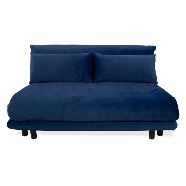 Ligne Roset Multy fabric three-seater blue dark blue sofa bed couch manual function reupholstered VENTURA 341
